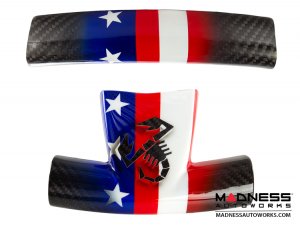FIAT 500 Steering Wheel Trim - American Flag Theme - Carbon Fiber